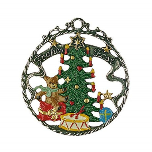 Frohes Fest Christmas Tree German Pewter Ornament Decoration Made in Germany New