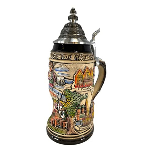 Deutschland Germany Biergarten Beer Garden LE Stoneware German Beer Stein 1 L