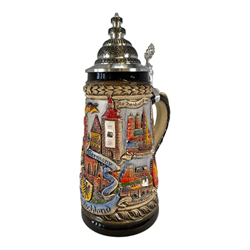 Deutschland Germany City Panorama Painted LE German Stoneware Beer Stein .5 L