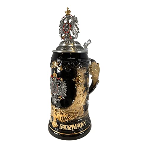 Germany Pewter Eagle Decal and Lid with Eagle Handle LE German Beer Stein .6 L