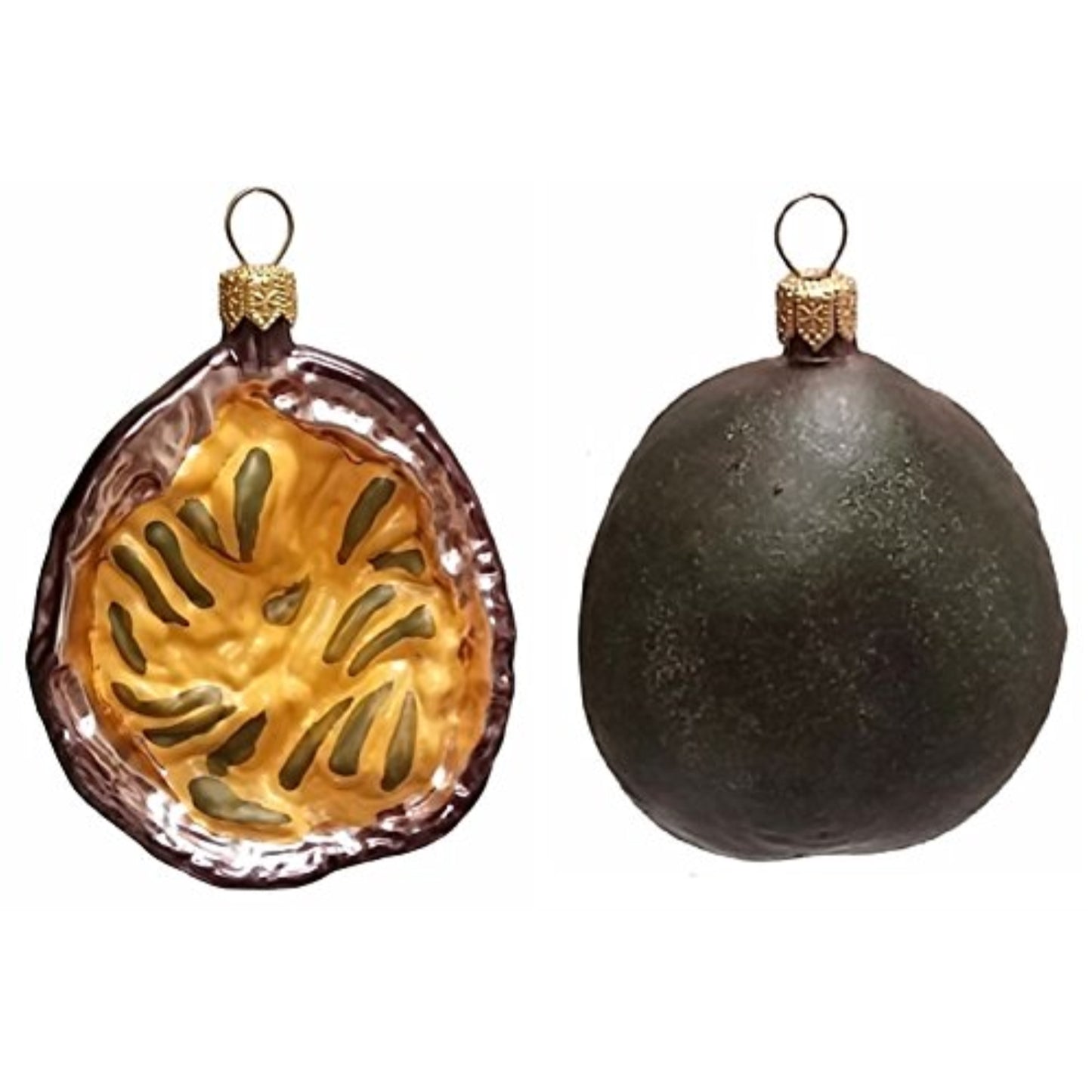 Slice of Passion Fruit Polish Blown Glass Christmas Ornament Set of 2 Decoration