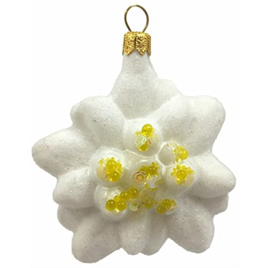 Edelweiss Flower Polish Glass Christmas Tree Ornament Decoration Made in Poland