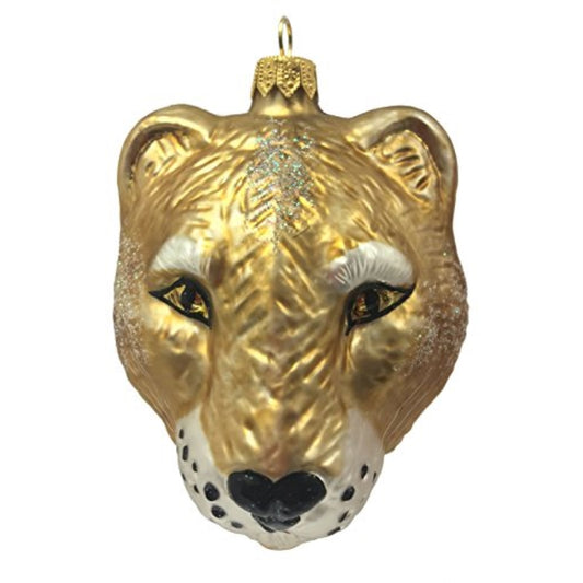 Puma Cougar Head Figural Polish Glass Christmas Ornament Wild Cat Mountain Lion