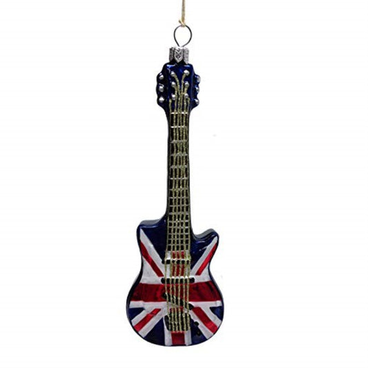 United Kingdom Flag Electric Guitar Polish Glass Christmas Ornament Instrument