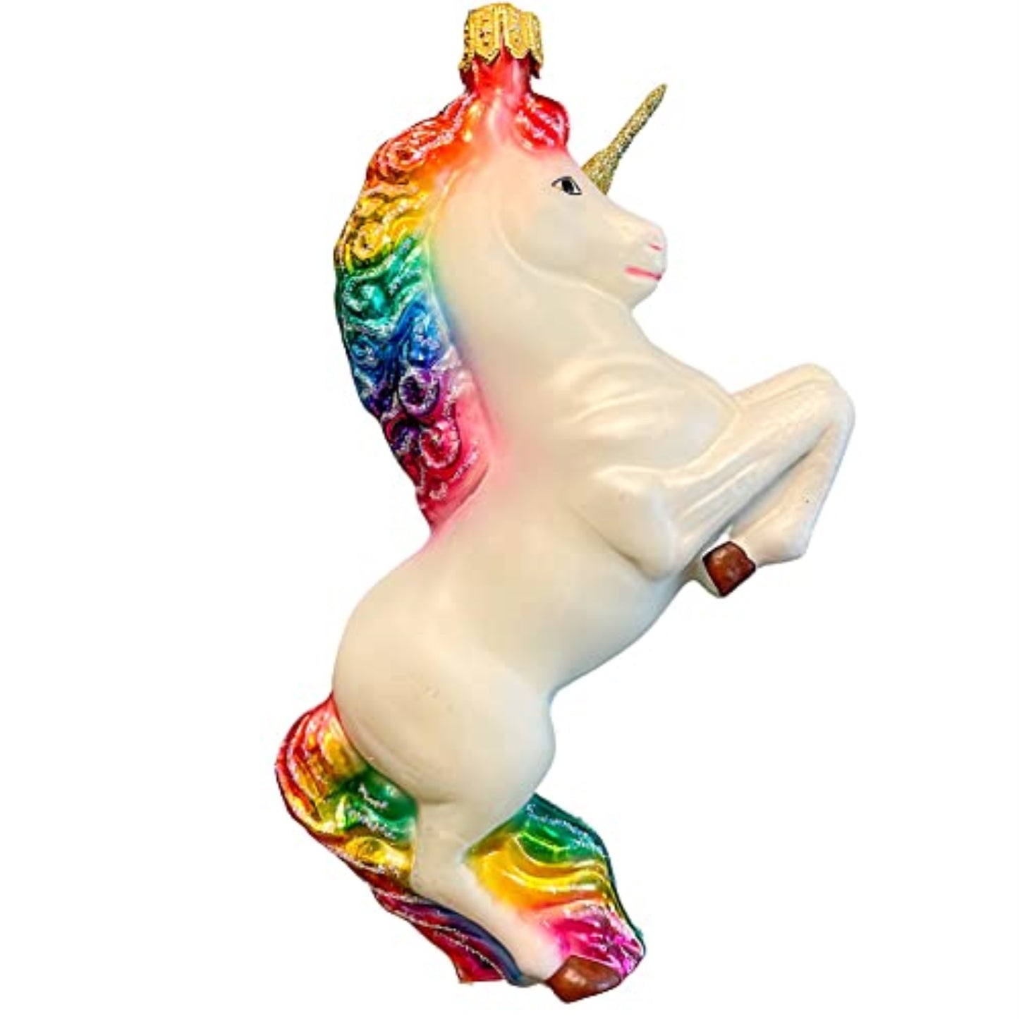 Pinnacle Peak Trading Prancing Rainbow Unicorn Polish Glass Christmas Ornament