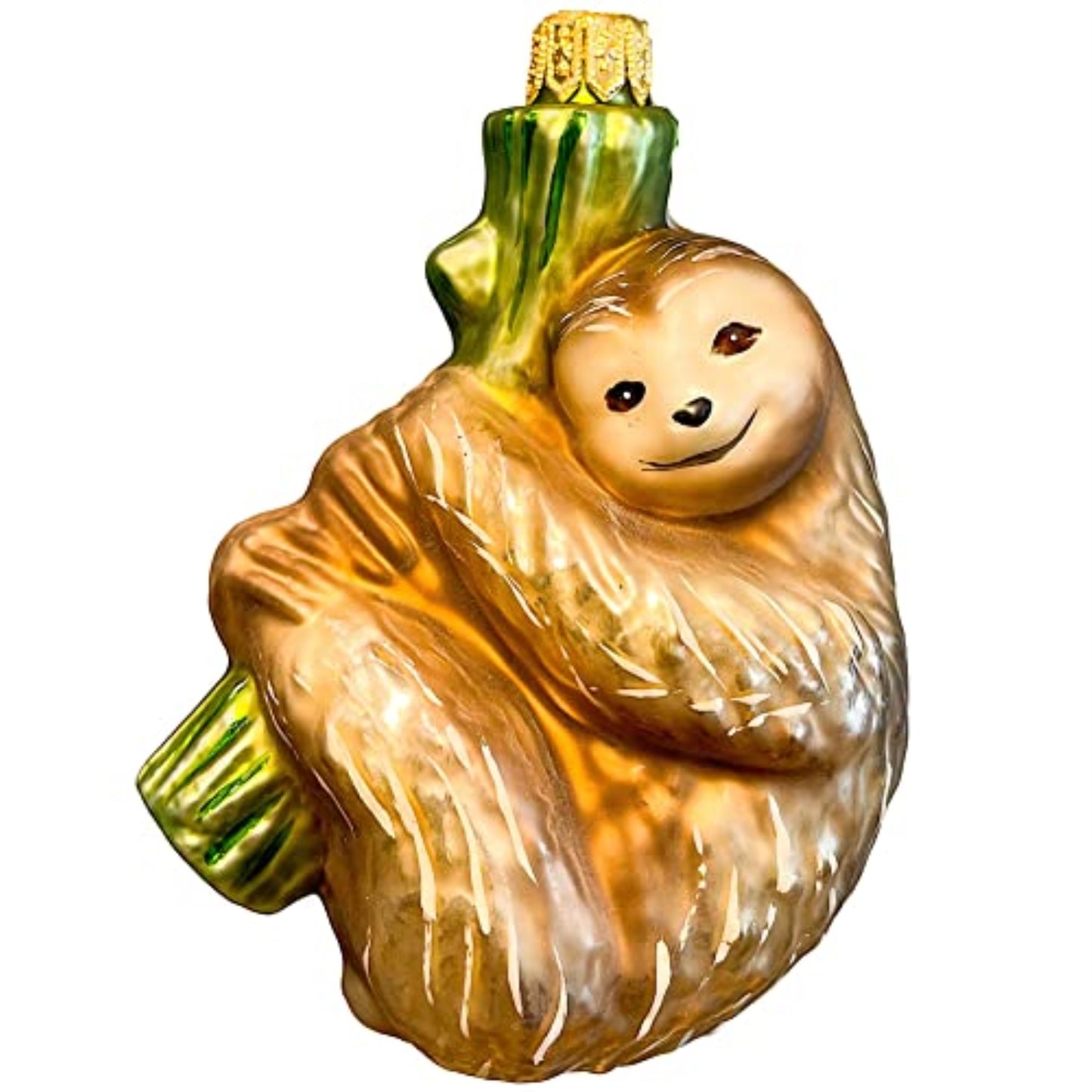 Pinnacle Peak Trading Sloth Hanging From Branch Polish Glass Christmas Ornament