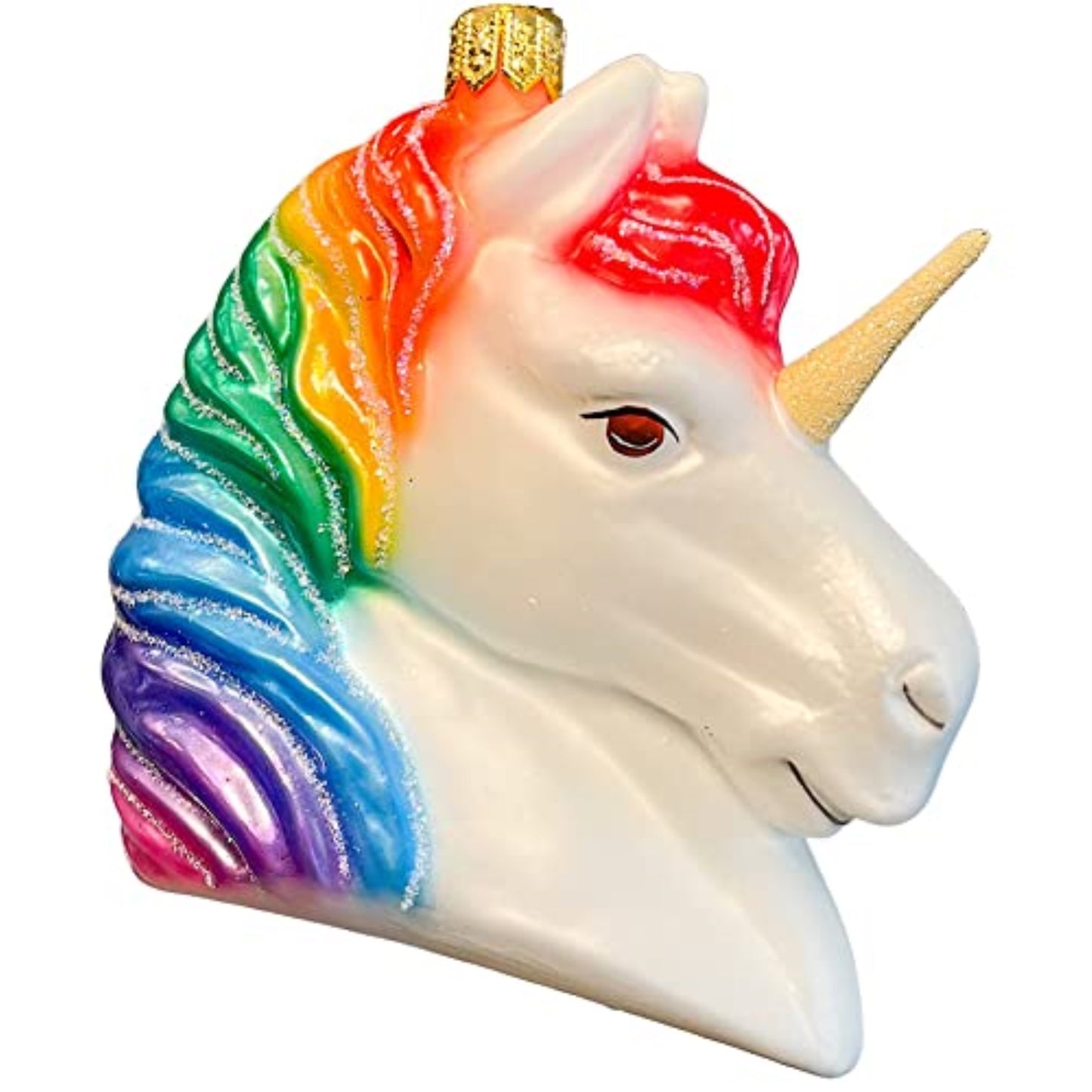 Pinnacle Peak Trading Rainbow Unicorn Head Polish Glass Christmas Tree Ornament