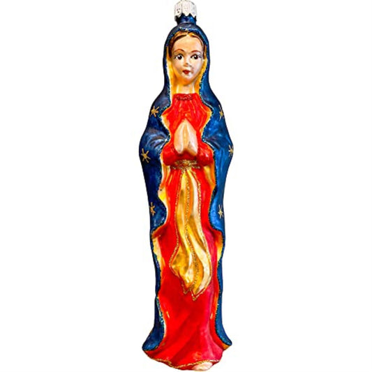 Pinnacle Peak Trading Company Madonna Virgin Mary Polish Glass Ornament 6.5 Inch