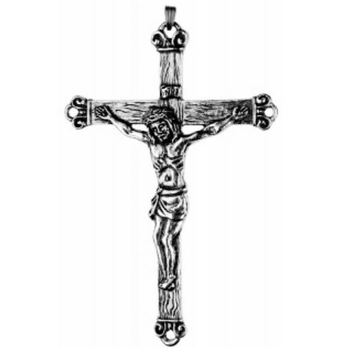 Crucifixion Jesus Christ Cross German Pewter Ornament Antique Finish Decoration