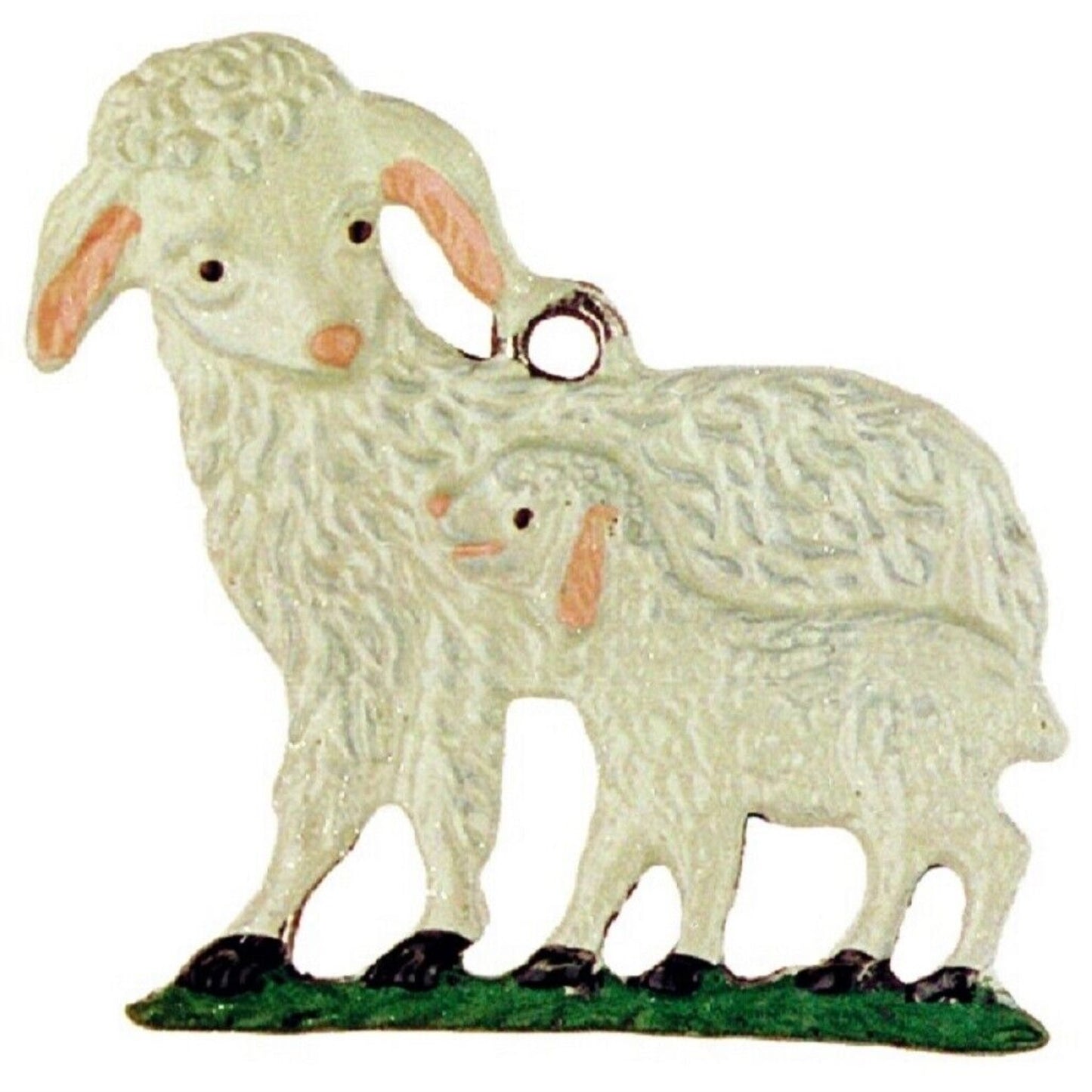 Sheep with Lamb Small German Pewter Christmas Ornament Decoration Made Germany