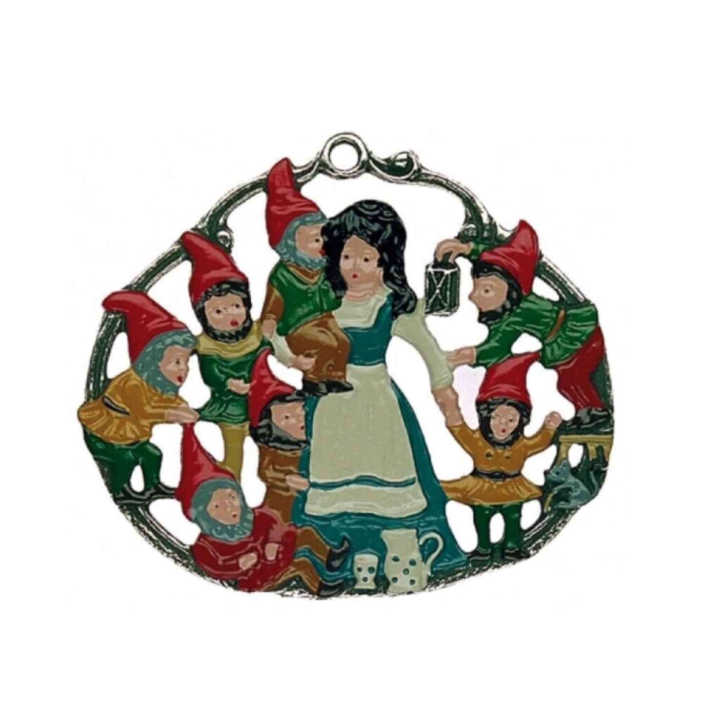 Snow White German Pewter Christmas Tree Ornament Seven Dwarfs Decoration Germany