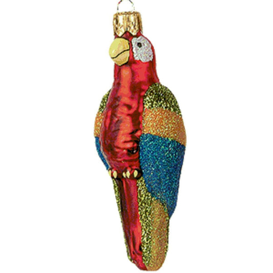 Pinnacle Peak Trading Company Parrot Polish Glass Christmas Bird Ornament Made in Poland Bird Decoration