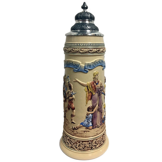 Pinnacle Peak Trading The Fatherland in Danger Relief Limitaet LE German Beer Stein 3 L Made Germany by King Werk