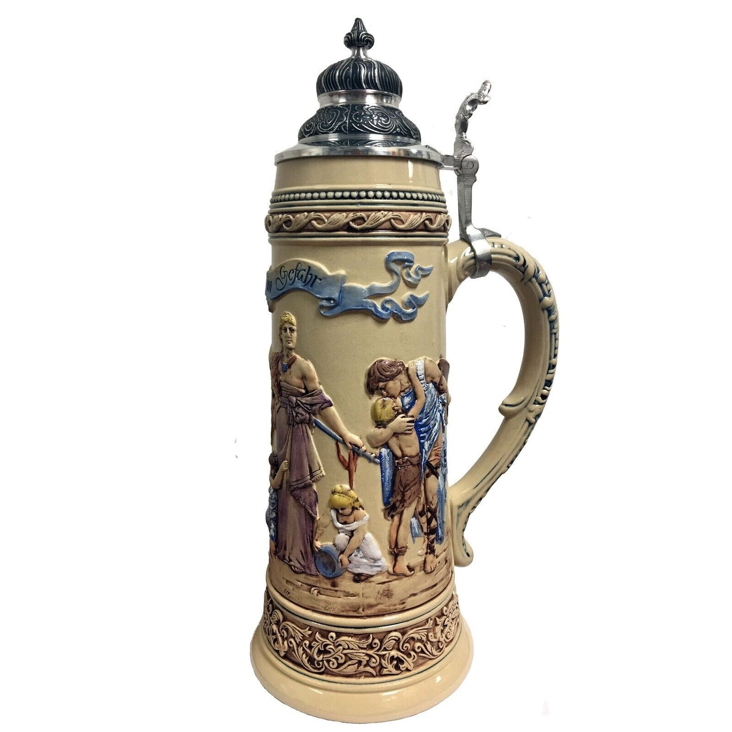 Pinnacle Peak Trading The Fatherland in Danger Relief Limitaet LE German Beer Stein 3 L Made Germany by King Werk