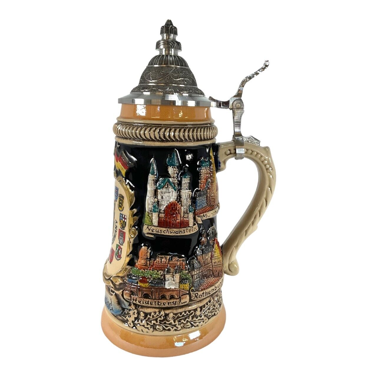 Rustic Deutschland Germany Shield Cities with Crests LE German Beer Stein .25 L