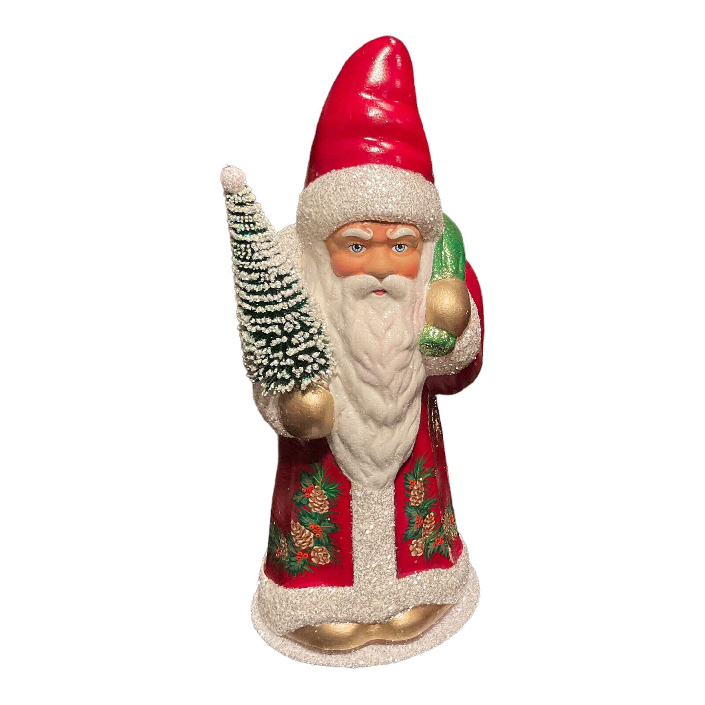 Ino Schaller Red Santa with Pinecone Coat German Paper Mache Candy Container