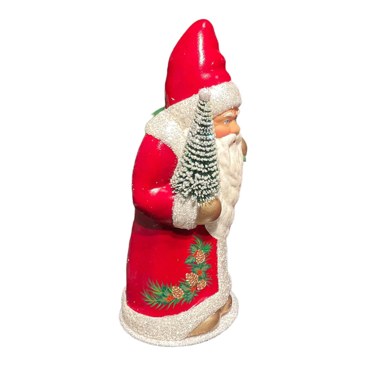 Ino Schaller Red Santa with Pinecone Coat German Paper Mache Candy Container