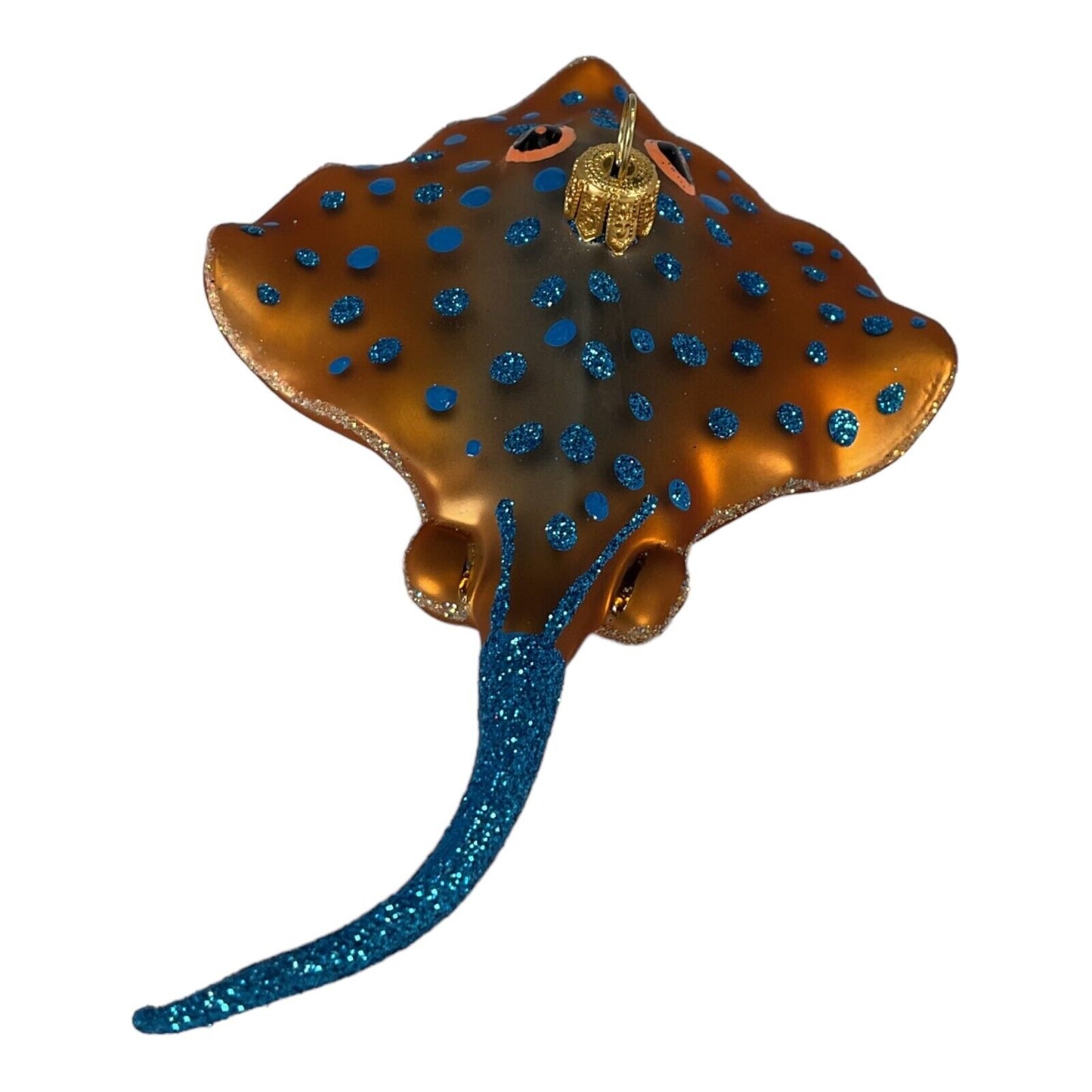 Blue Spotted Stingray Polish Blown Glass Christmas Ornament Tree Decoration