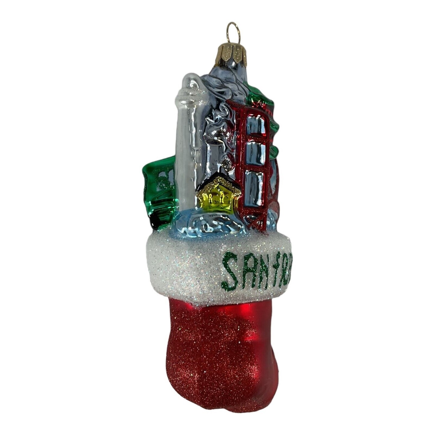 Pinnacle Peak Trading San Francisco Stocking Polish Glass Christmas Ornament California Decoration