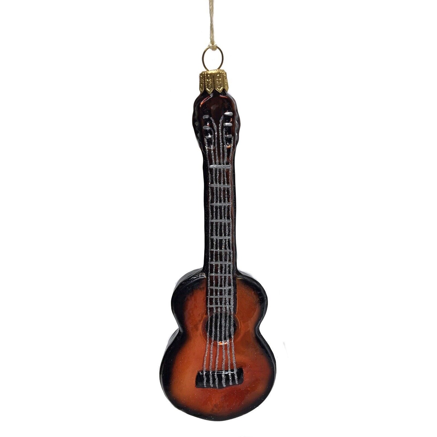 Classic Acoustic Guitar Polish Glass Christmas Tree Ornament Musical Instrument