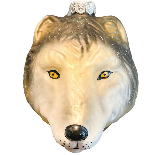 Pinnacle Peak Trading Wolf Head Polish Glass Christmas Tree Ornament Made Poland