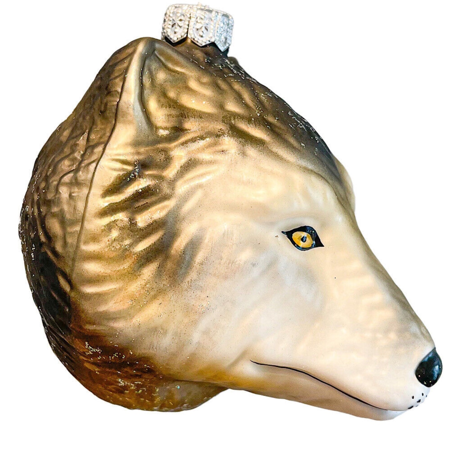 Pinnacle Peak Trading Wolf Head Polish Glass Christmas Tree Ornament Made Poland