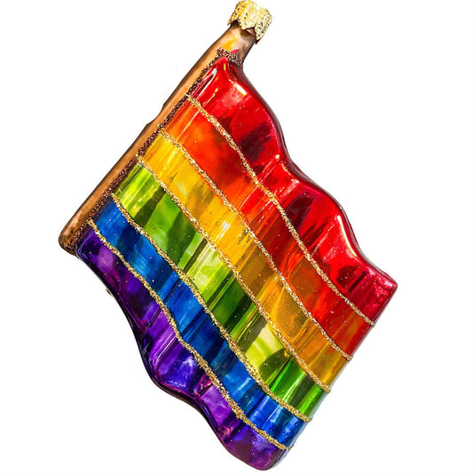 Pinnacle Peak Trading Rainbow Pride Flag Polish Glass Christmas Tree Ornament