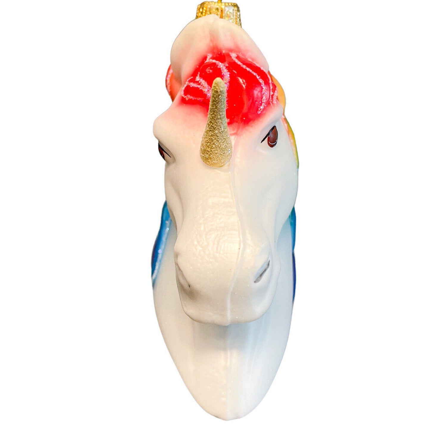 Pinnacle Peak Trading Rainbow Unicorn Head Polish Glass Christmas Tree Ornament