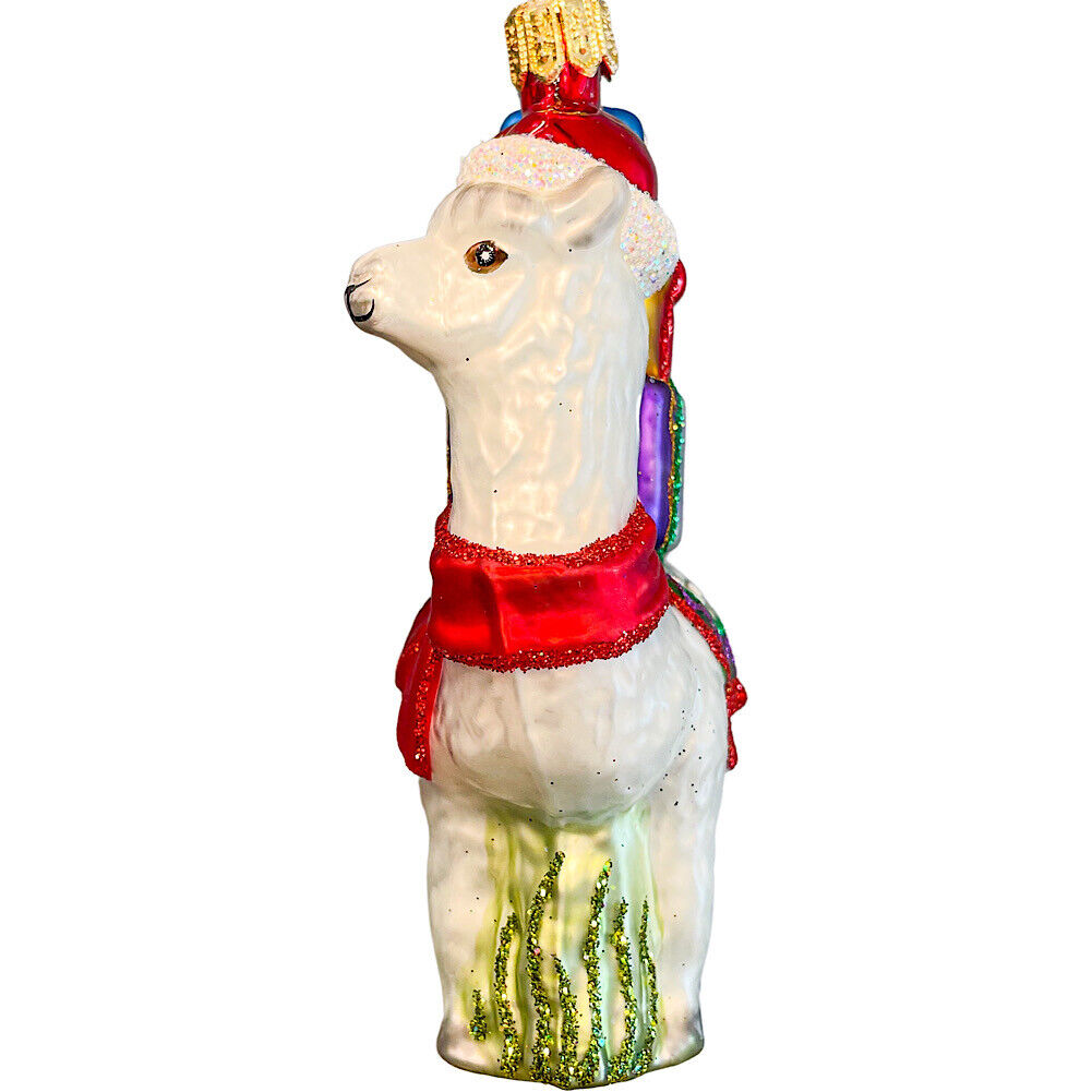 Pinnacle Peak Trading Llama with Presents Polish Glass Christmas Tree Ornament