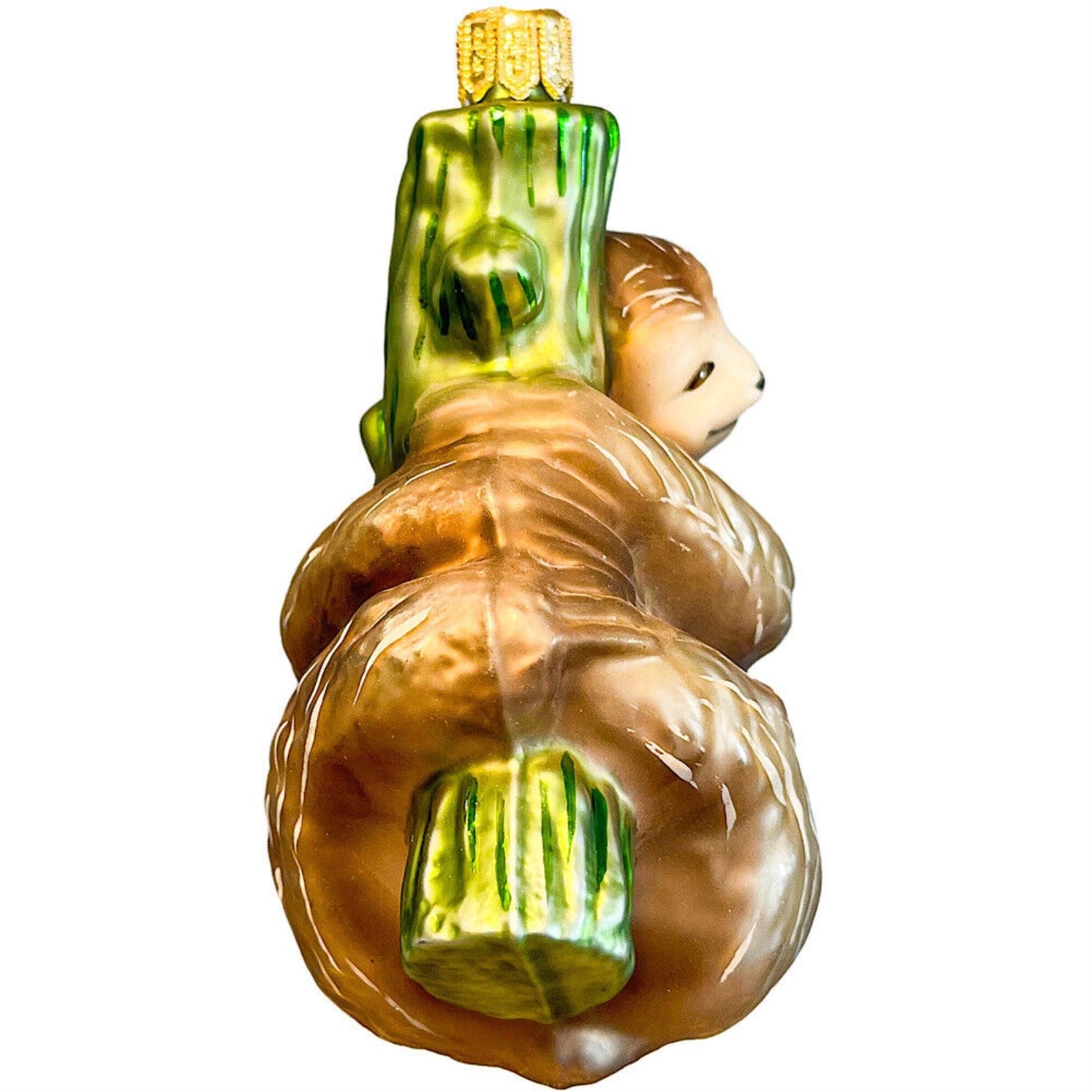 Pinnacle Peak Trading Sloth Hanging From Branch Polish Glass Christmas Ornament