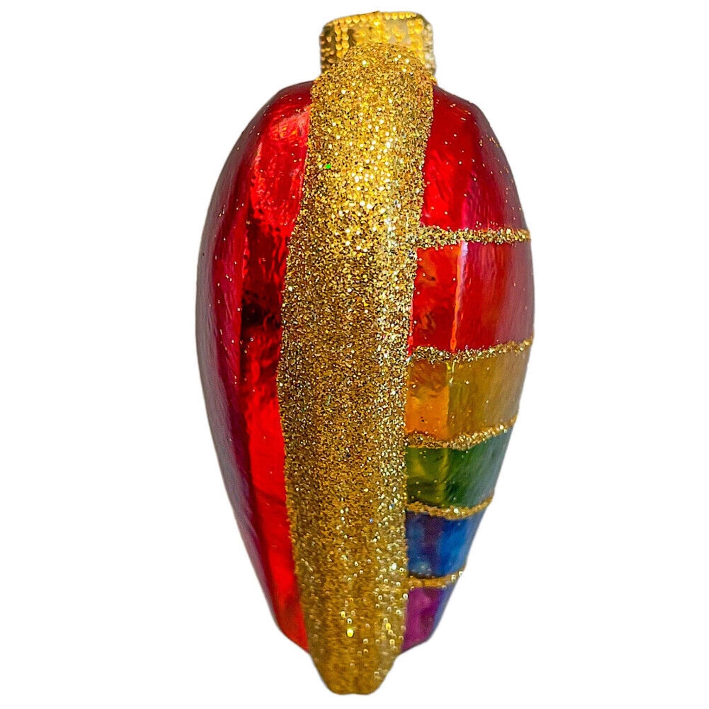 Pinnacle Peak Trading Rainbow Heart Polish Glass Christmas Tree Ornament