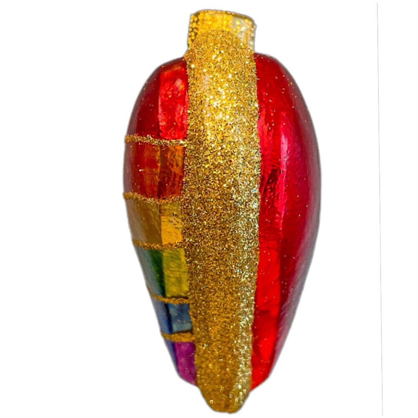 Pinnacle Peak Trading Rainbow Heart Polish Glass Christmas Tree Ornament