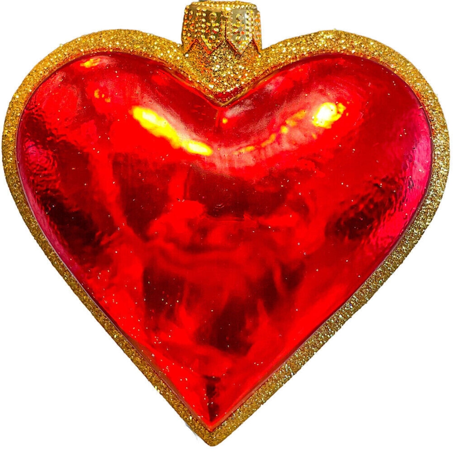 Pinnacle Peak Trading Rainbow Heart Polish Glass Christmas Tree Ornament