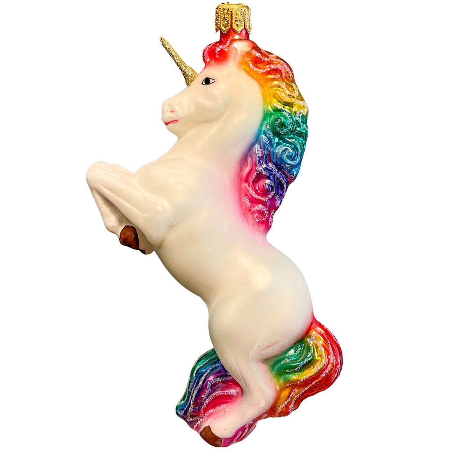 Pinnacle Peak Trading Prancing Rainbow Unicorn Polish Glass Christmas Ornament