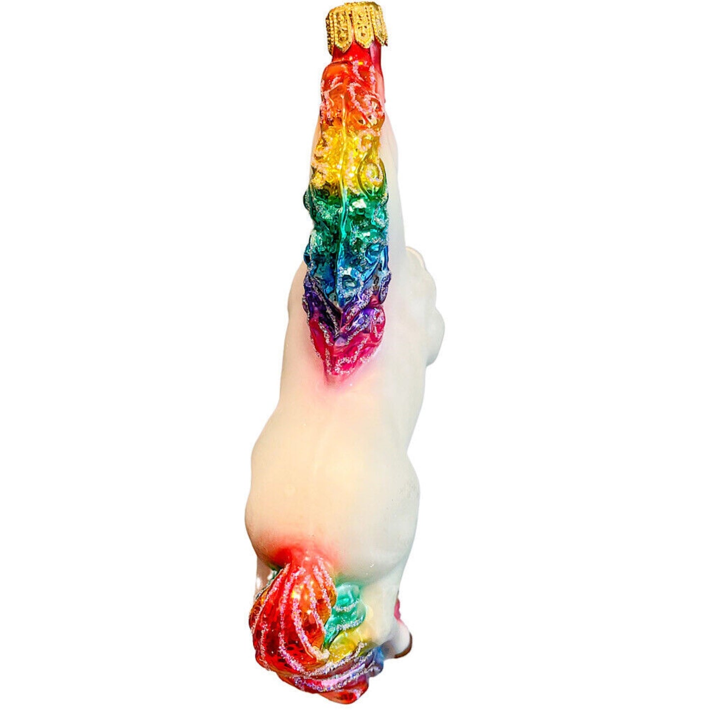 Pinnacle Peak Trading Prancing Rainbow Unicorn Polish Glass Christmas Ornament