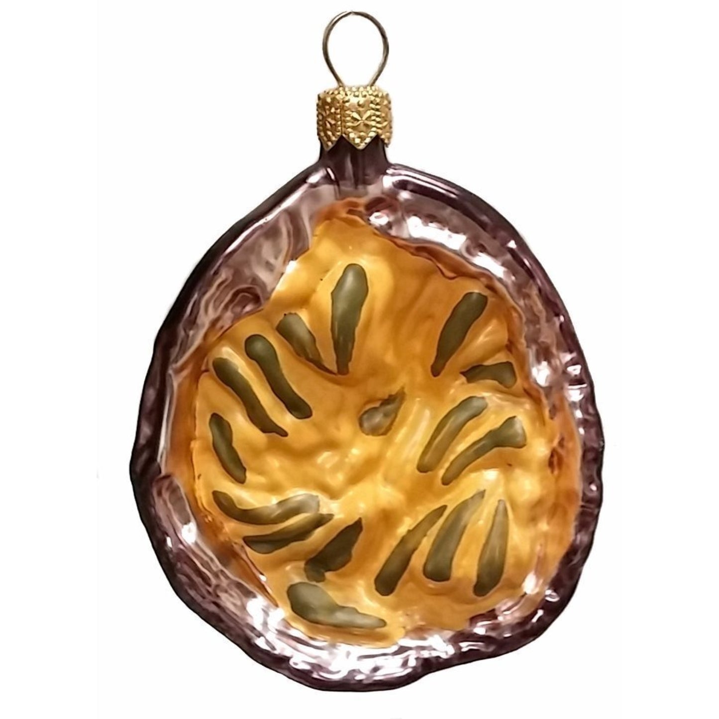 Slice of Passion Fruit Polish Blown Glass Christmas Ornament Set of 2 Decoration