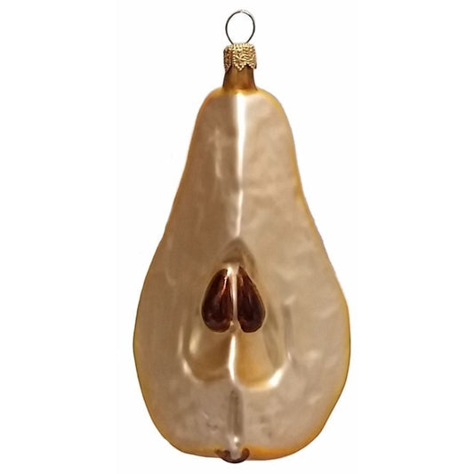 Pinnacle Peak Trading Pear Slice Fruit Polish Blown Glass Christmas Ornament Holiday Decoration