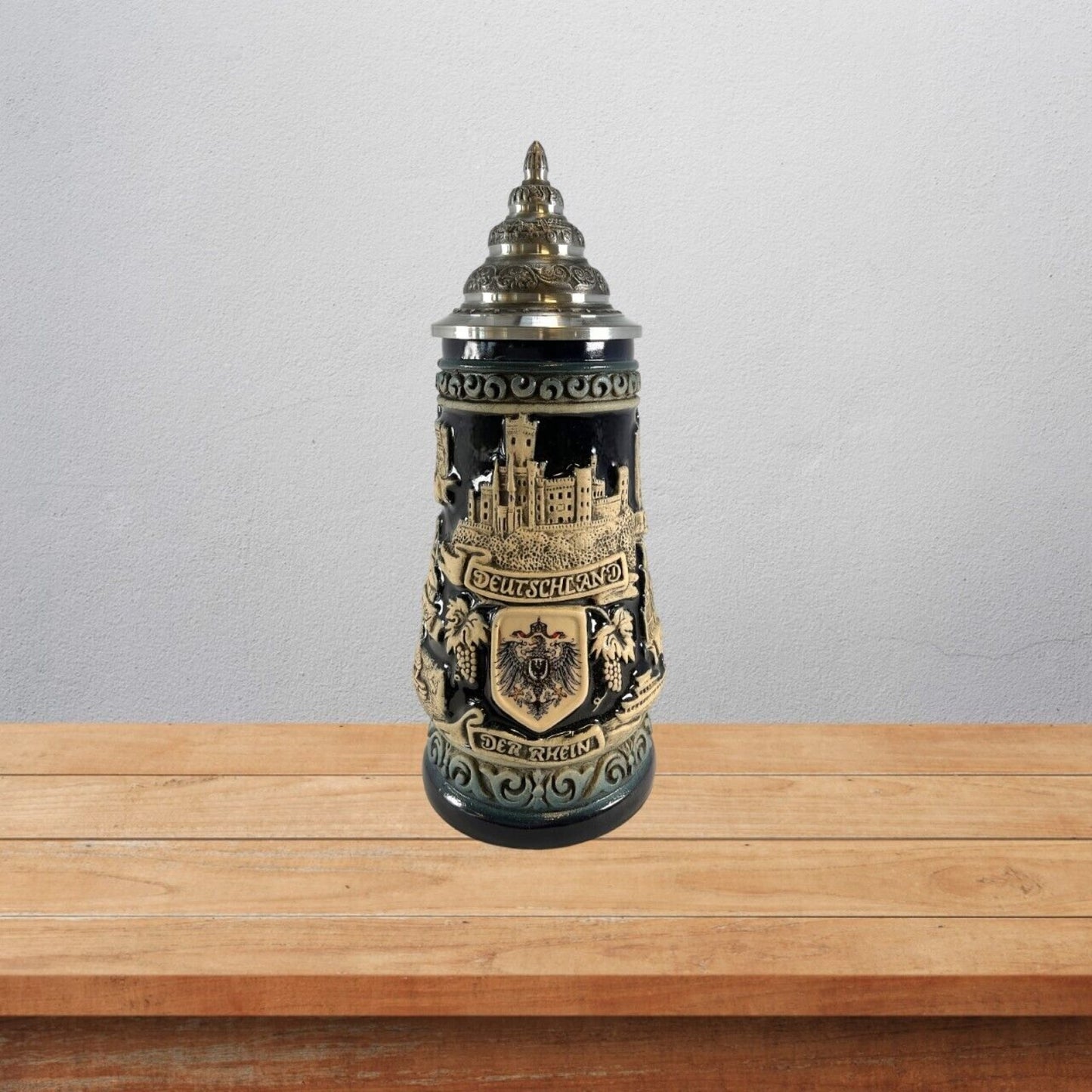 Pinnacle Peak Trading Rhine River Blue Rustic City Panorama LE German Stoneware Beer Stein .25 L by King Werk