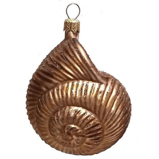 Pinnacle Peak Trading Spiral Nautilus Seashell Polish Blown Glass Christmas Ornament Decorations