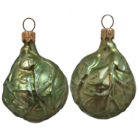 Pinnacle Peak Trading Cabbage Polish Mouth Blown Glass Christmas Ornament Set of 2