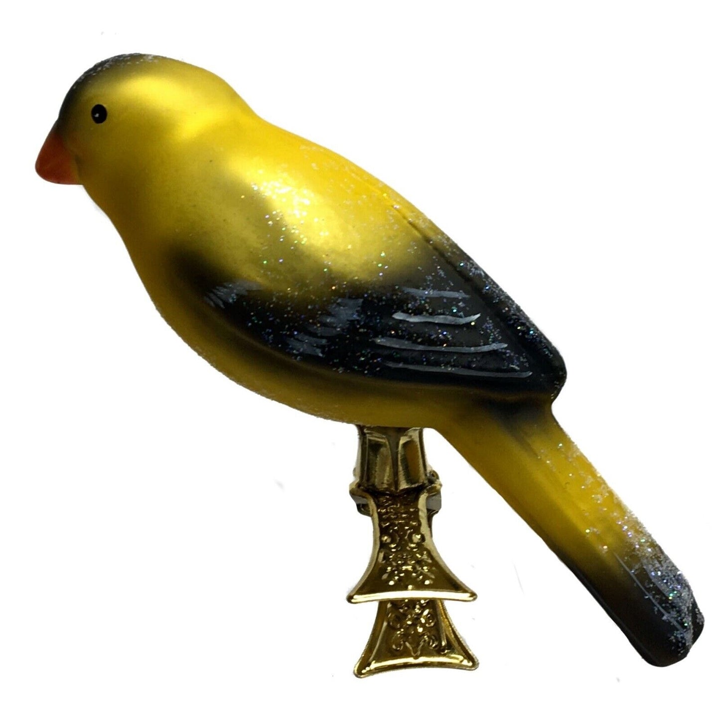 Small Goldfinch Bird Clip On Polish Glass Christmas Ornament Animal Decoration