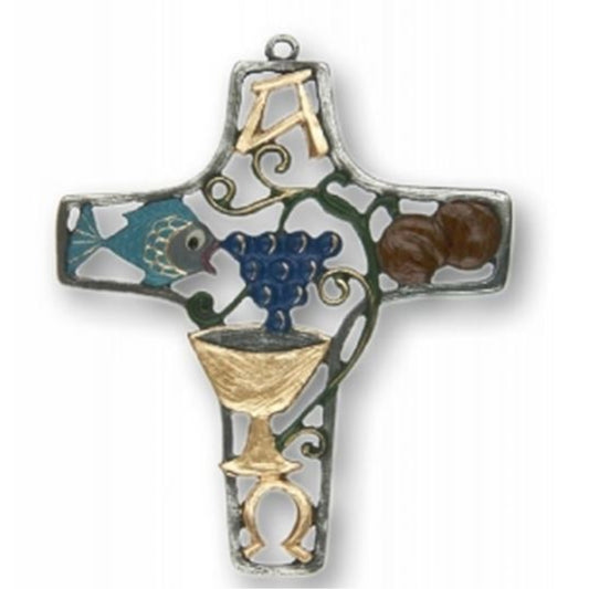 Liturgical Cross German Pewter Christmas Ornament Wall Hanging