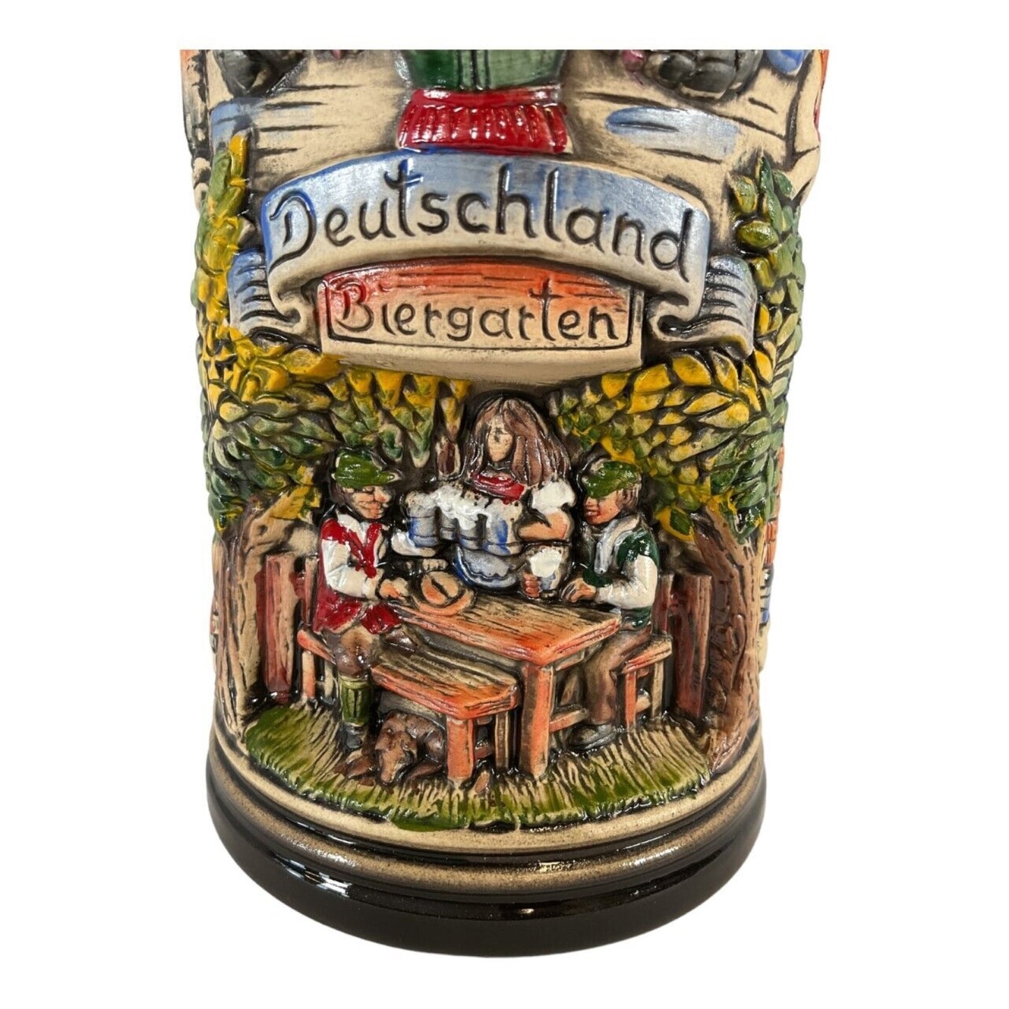 Deutschland Germany Biergarten Beer Garden LE Stoneware German Beer Stein 1 L