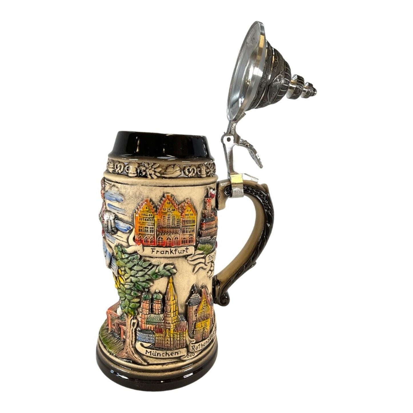 Deutschland Germany Biergarten Beer Garden LE Stoneware German Beer Stein 1 L