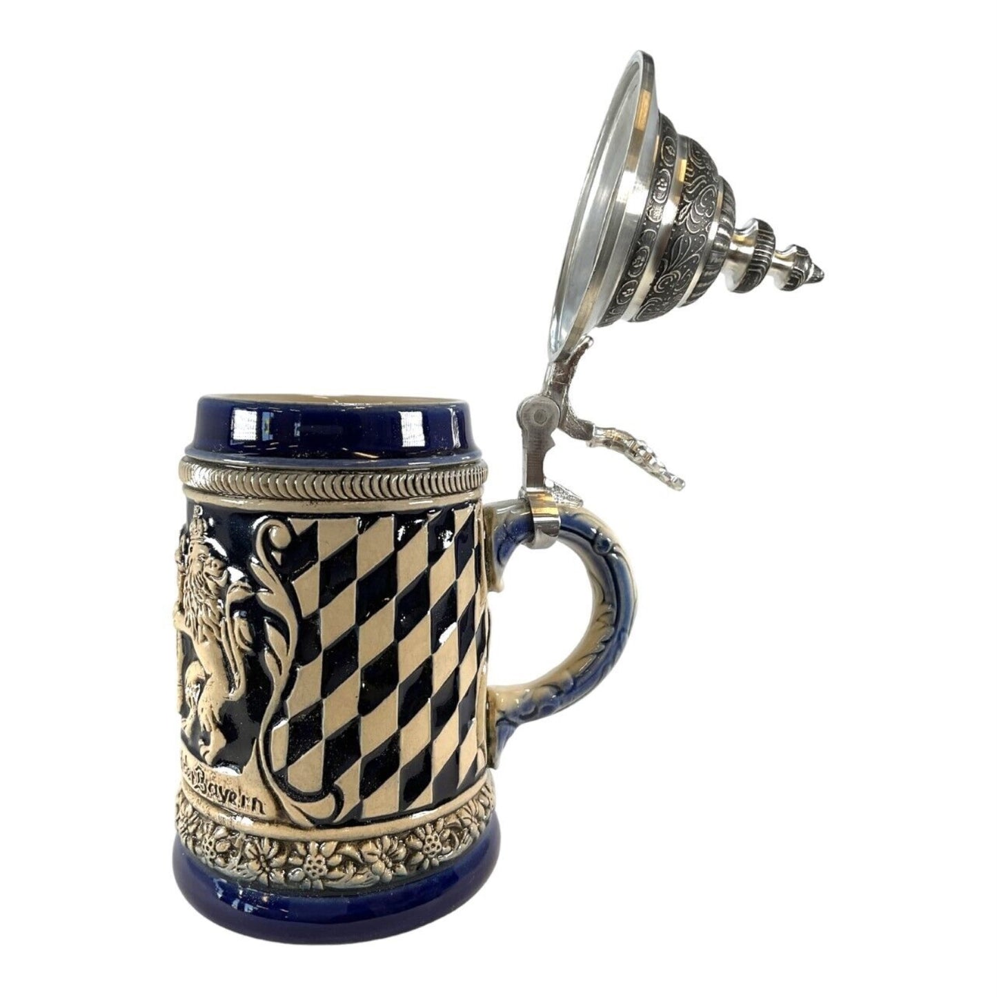 Blue God Be With You Bayern Bavaria Coat of Arms German Beer Stein .5 L