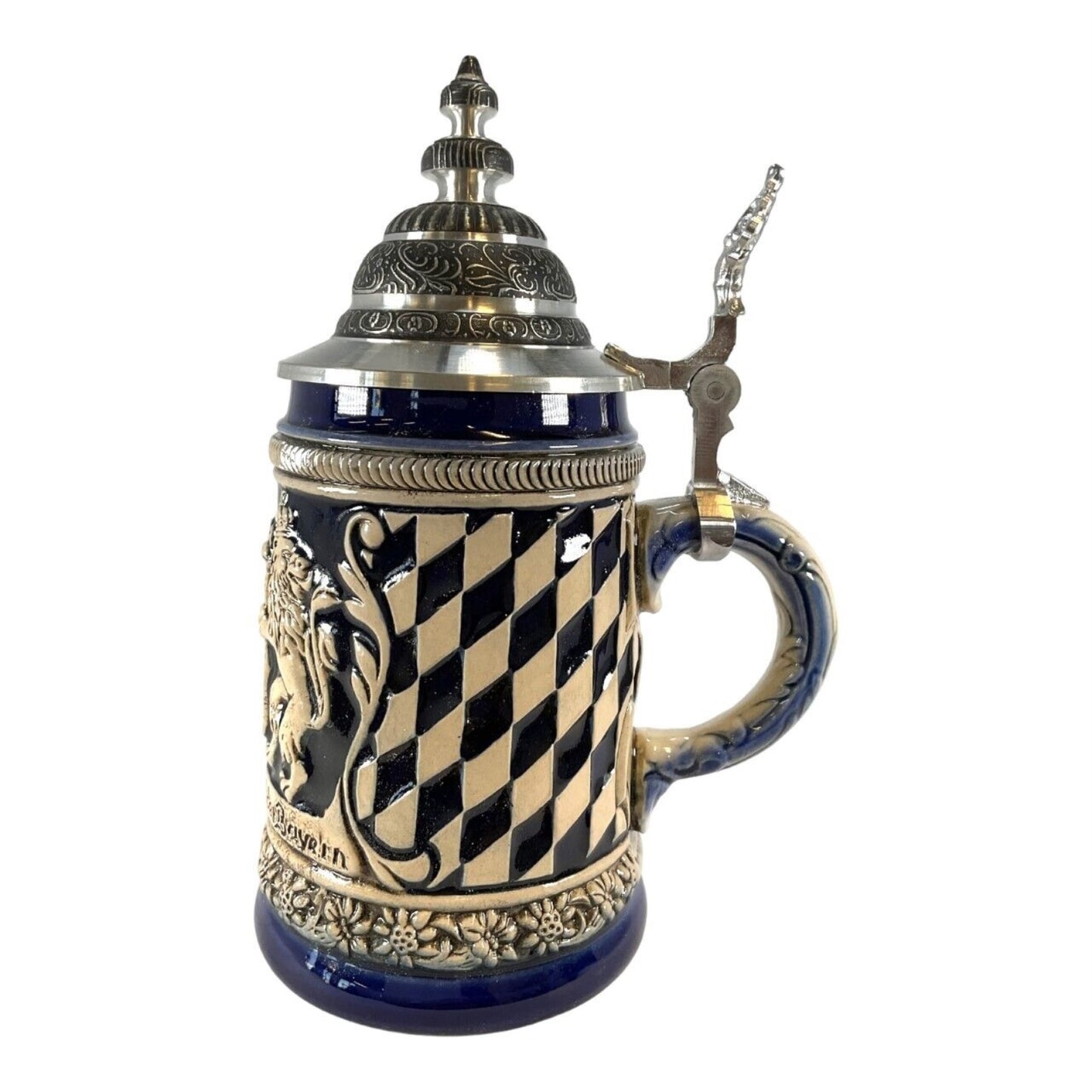 Blue God Be With You Bayern Bavaria Coat of Arms German Beer Stein .5 L