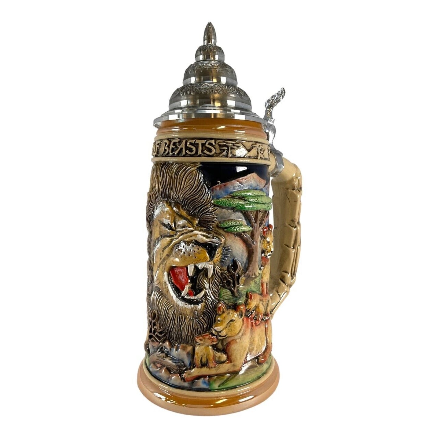 Pinnacle Peak Trading King of Beasts Lion Pride LE German Stoneware Beer Stein .75 L Made in Germany by King Werk