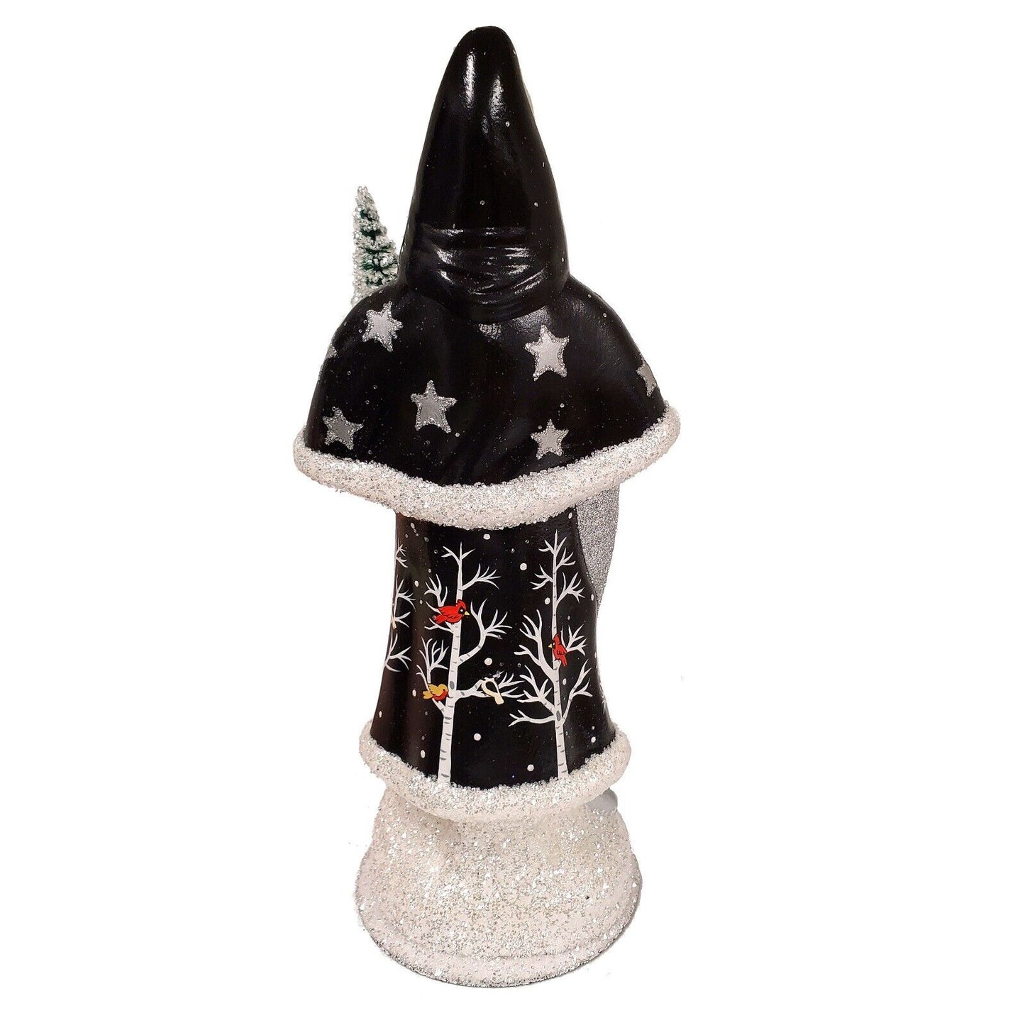 Ino Schaller Santa Black Coat with Cardinals German Paper Mache Candy Container