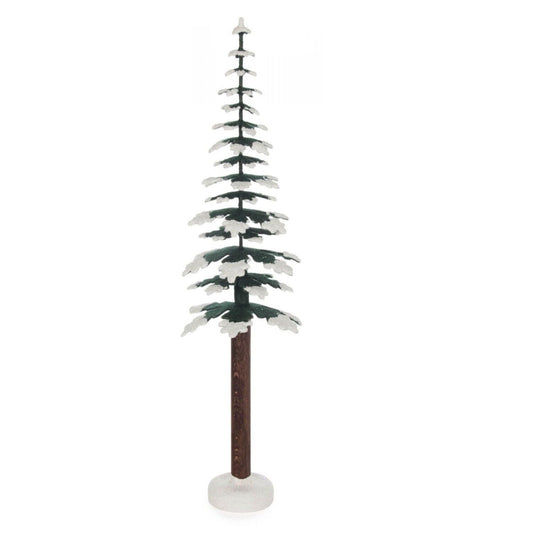 Pinnacle Peak Trading German Wood Snow Covered Spruce Tree Scenery Display 13.75 Inch