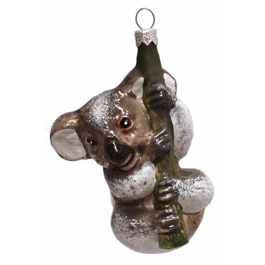 Pinnacle Peak Trading Koala Bear Hanging on Branch Polish Blown Glass Christmas Ornament Decoration